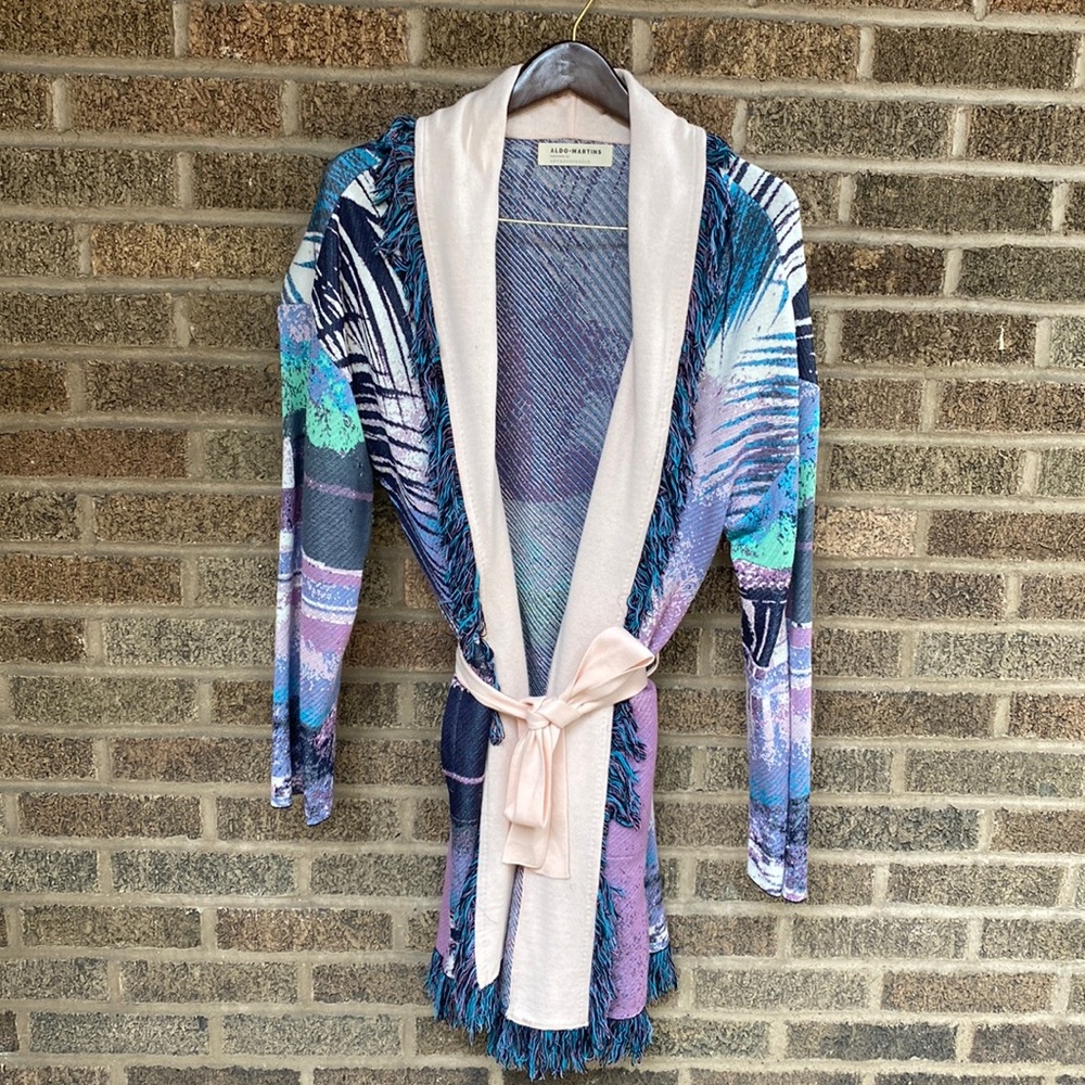 Aldo Martins x Anthropologie Moira Sunset Fringed Cardigan Sweater